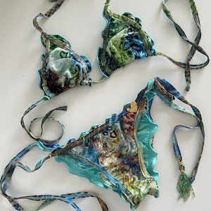 Beautiful swimsuit with embroidery on the top, Size S